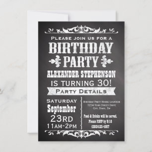 Vintage Slate Chalkboard Birthday Party Invitation