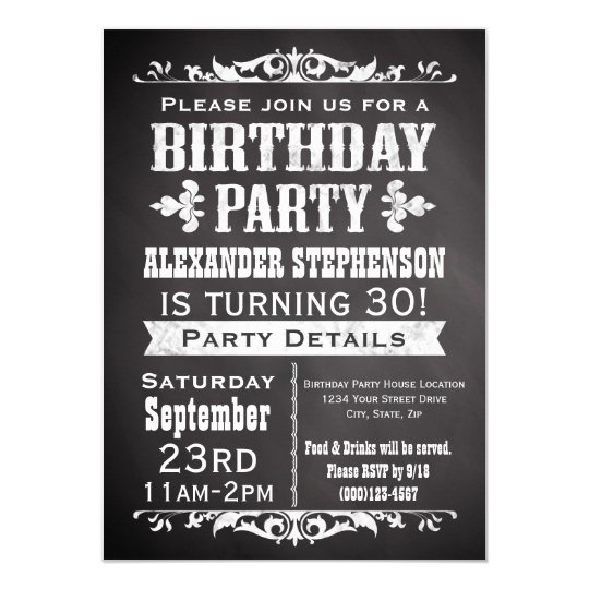 Vintage Slate Chalkboard Birthday Party Invitation Zazzle