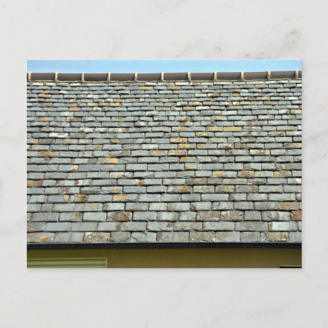 Vintage Slate Roof Tiles Against Blue Sky Postcard (Front)