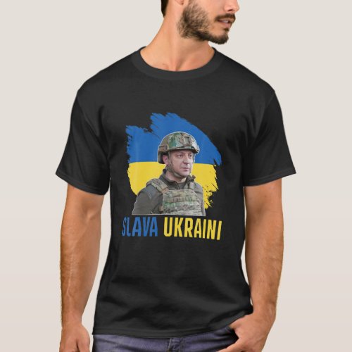 Vintage Slava Ukraine Zelensky Stand With Ukraine T_Shirt