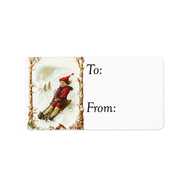 Vintage Sledding Gift Tag (Front)