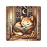 Vintage Sleeping Art Deco Style Cat With A Book