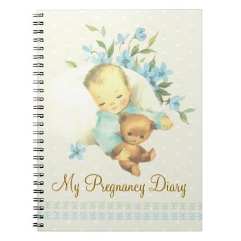 Vintage Sleeping Baby Personalized Notebook by jardinsecret at Zazzle