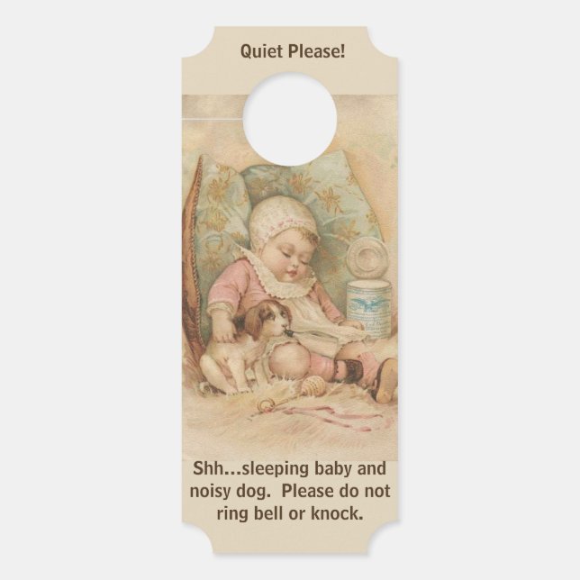 Vintage Sleeping Baby "Quiet Please", Door Hanger (Front)