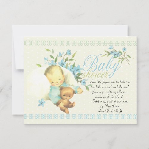 Vintage Sleeping Baby Shower Invitation