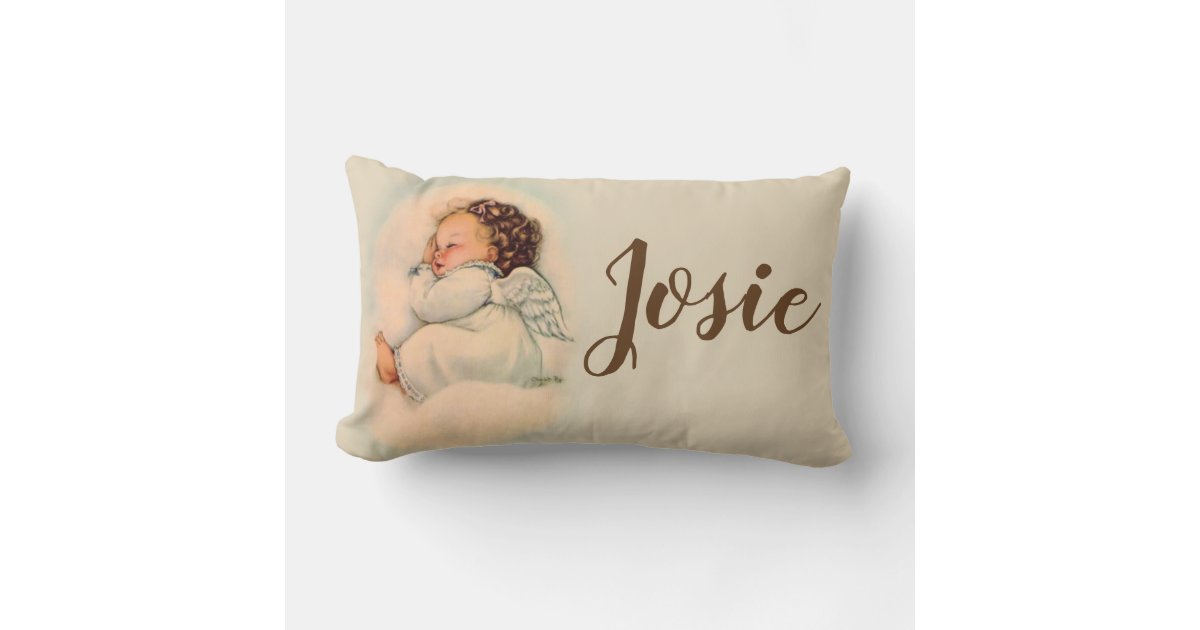 Vintage Sleeping BabyGirl Guardian Angel Lumbar Pillow Zazzle