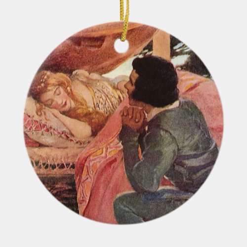 Vintage Sleeping Beauty by Jessie Willcox Smith Ceramic Ornament