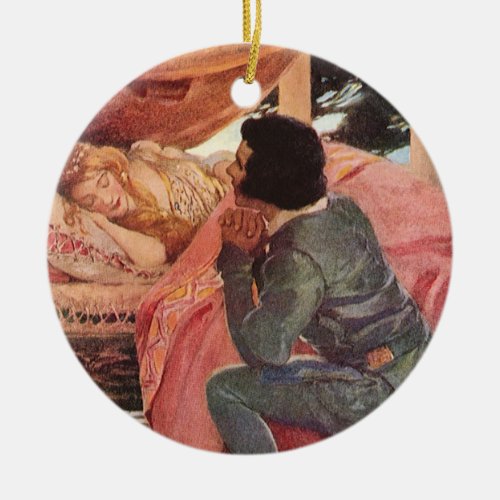 Vintage Sleeping Beauty by Jessie Willcox Smith Ceramic Ornament