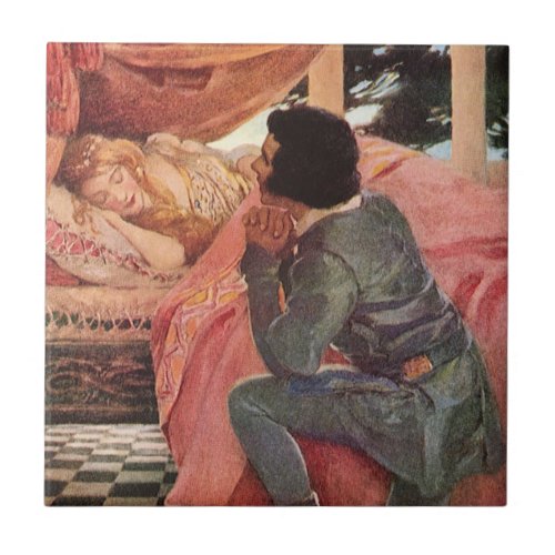 Vintage Sleeping Beauty by Jessie Willcox Smith Ceramic Tile