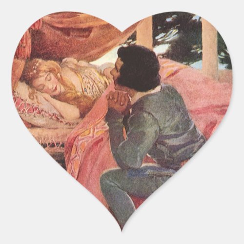 Vintage Sleeping Beauty by Jessie Willcox Smith Heart Sticker