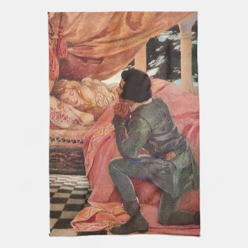 Vintage Sleeping Beauty by Jessie Willcox Smith Kitchen Towel