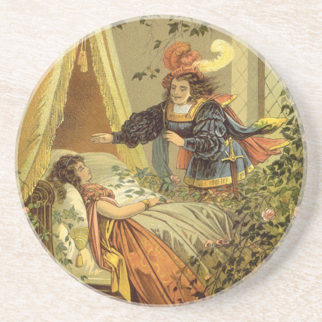 Vintage Sleeping Beauty, Victorian Fairy Tales Coaster (Front)