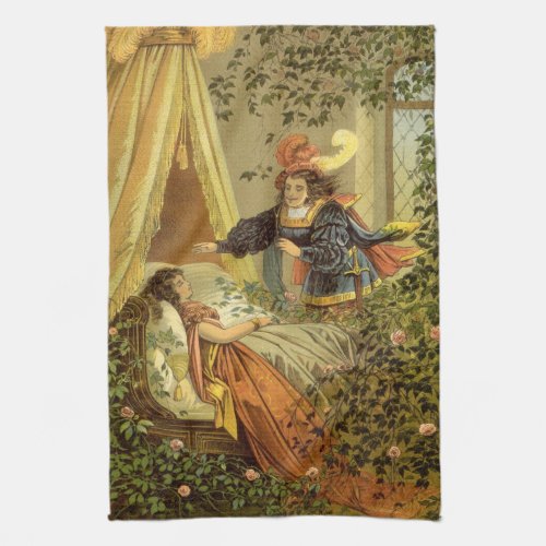 Vintage Sleeping Beauty Victorian Fairy Tales Kitchen Towel