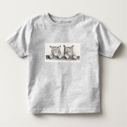 Vintage Sleeping Cats Lithograph 1874 Toddler T_shirt