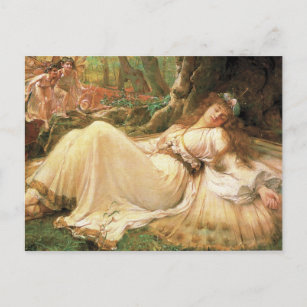 Vintage Sleeping Faerie Queen Postcard