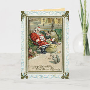 Vintage Sleeping Santa Christmas Card