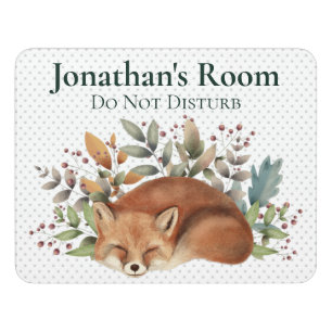 Vintage Sleeping Woodland Fox Do Not Disturb  Door Sign