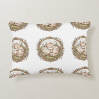 vintage Sleepy Cat Accent Pillow
