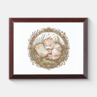 Vintage Sleepy Cat Award Plaque