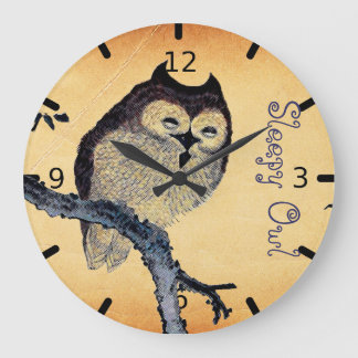 Vintage Sleepy Owl Large Clock