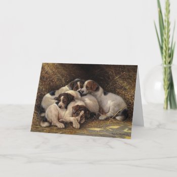 Vintage - Sleepy Puppies  Holiday Card by AsTimeGoesBy at Zazzle
