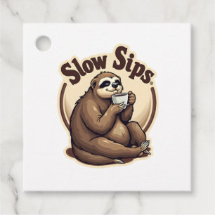 Vintage Sleepy Sloth Coffee Lover Cute Retro Shirt Favor Tags