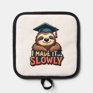 Vintage Sleepy Sloth Graduation Cute Animal Design Pot Holder
