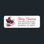 Vintage Sleigh Christmas Return Address Label<br><div class="desc">Send your warmest holiday wishes with this charming return address label featuring a vintage red sleigh overflowing with gifts, evergreens, and festive cheer. The classic "Merry Christmas" script adds a heartfelt touch to your envelopes—perfect for greeting cards, holiday invites, or seasonal mail. Personalize with your family name and address to...</div>