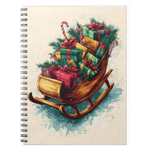 Vintage Sleigh Filled with Christmas Presents Notebook