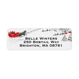 Vintage Sleigh Ride Christmas Return Address Label
