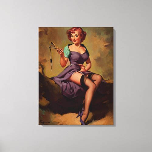 Vintage Slingshot Pin Up Girl Canvas