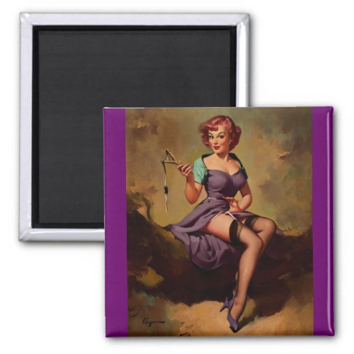 Vintage Slingshot Pin Up Girl Magnet