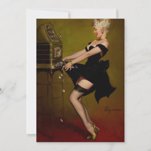 Vintage Gil Elvgren Slot Machine Pinup Girl Custom Announcements