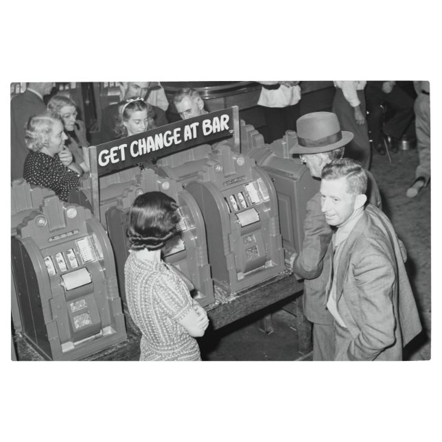 Vintage Slot Machines - Las Vegas 1940 Metal Print (Front)