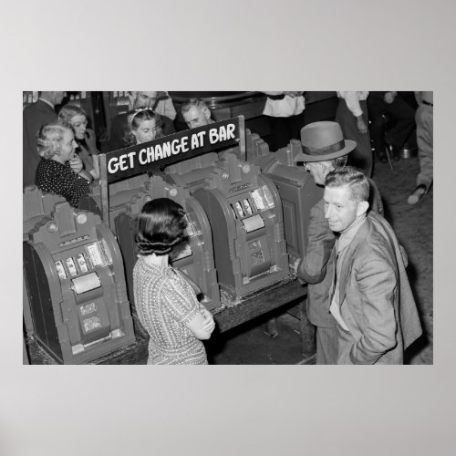 Vintage Slot Machines _ Las Vegas 1940 Poster