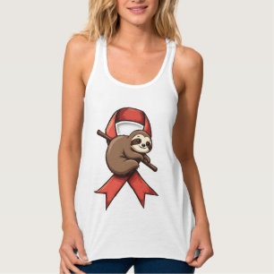 Vintage Sloth Awareness Ribbon Support Vector Art  Tank Top