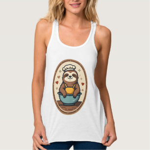 Vintage Sloth Baker Cute Retro Baking Art 2 Tank Top