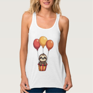 Vintage Sloth Balloons Retro Cute Animal Design 2 Tank Top