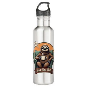 Vintage Sloth Coffee Shirt Calm Morning Humor 2 Stainless Steel Water Bottle