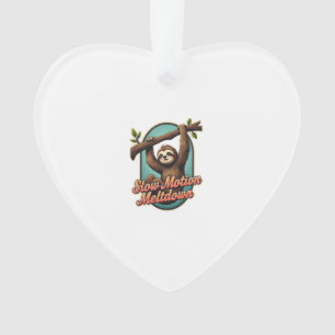 Vintage Sloth Funny Shirt Slow Meltdown Design Ornament