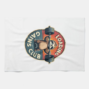 Vintage Sloth Gym Humor Installing Muscles Shirt 2 Kitchen Towel