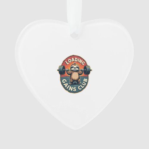 Vintage Sloth Gym Humor Installing Muscles Shirt 2 Ornament