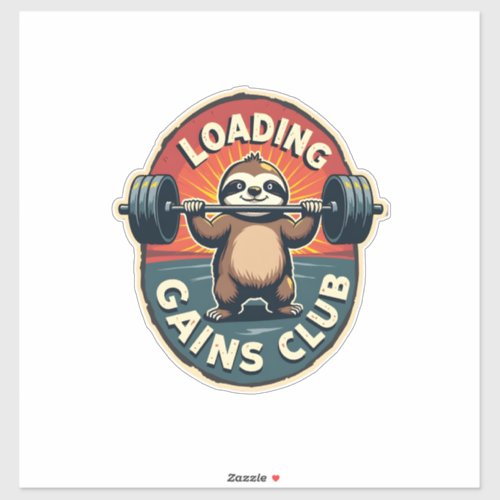 Vintage Sloth Gym Humor Installing Muscles Shirt 2 Sticker