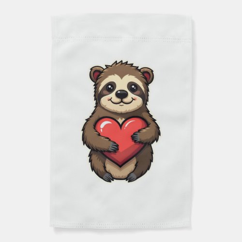 Vintage Sloth Heart Retro Love Animal Art 2 Garden Flag