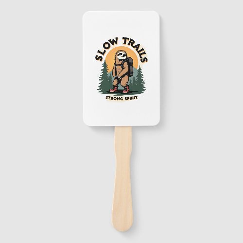 Vintage Sloth Hiking Adventure Quote Design 2 Hand Fan