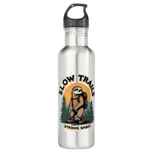 Vintage Sloth Hiking Adventure Quote Design 2 Stainless Steel Water Bottle