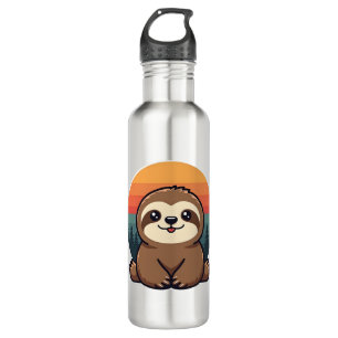 Vintage Sloth Illustration Cute Retro Animal Art 2 Stainless Steel Water Bottle