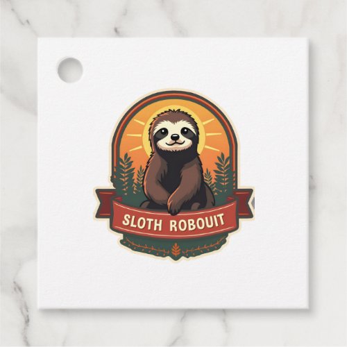 Vintage Sloth Illustration Retro Nature Art 2 Favor Tags