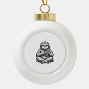 Vintage Sloth Knitting Engraving Shirt Design_1 Ceramic Ball Christmas Ornament