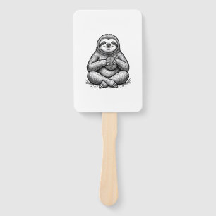 Vintage Sloth Knitting Engraving Shirt Design_1 Hand Fan